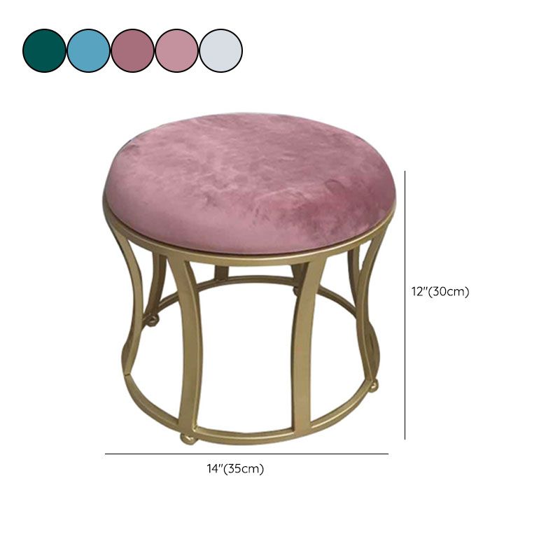 Velvet Ottoman Solid Color Round Metal Frame Fade Resistant Modern Ottoman Clearhalo 'furn' 'furn_ottomans_poufs' 'Furniture' 'Living Room Furniture' 'Ottomans & Poufs' 'ottomans_poufs' 1200x1200_8a470ab4-edd9-4fad-82c9-d357d2f90e6b