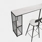 Modern White Marble Table with Rectangle Table Top Double Pedestal Table - 42" H Clearhalo 'Bar Furniture' 'Bar Tables' 'bar_tables' 'furn' 'furn_bar_tables' 'Furniture' 'furniture_bar_tables' 'Kitchen & Dining Furniture' 1200x1200_8a472aa6-cce5-4264-8674-d3bc5c12433b