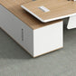 White and Natural Office Desk Modern Artificial Wood Executive Desk Locking Drawer Clearhalo 'furn' 'furn_office_desk' 'Furniture' 'Office Desks' 'Office Furniture' 'office_desk' 1200x1200_8a47a7a7-dff6-4757-8a87-3b62ac3cef88