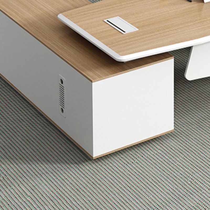 White and Natural Office Desk Modern Artificial Wood Executive Desk Locking Drawer Clearhalo 'furn' 'furn_office_desk' 'Furniture' 'Office Desks' 'Office Furniture' 'office_desk' 1200x1200_8a47a7a7-dff6-4757-8a87-3b62ac3cef88