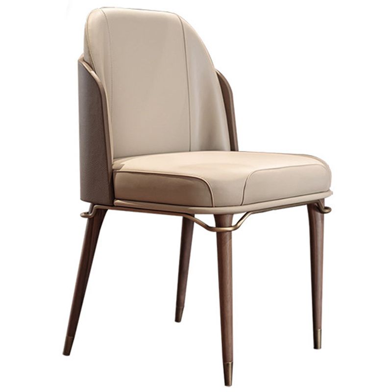 Contemporary Style Leather Chair Armless Parsons Chair with Wooden Legs for Home Use Clearhalo ' kitchen&dining_furn' 'Dining Chairs' 'Dining Tables & Seating' 'dining_chair' 'furn' 'furn_dining_chair' 'Furniture' 'furniture_dining_chair' 'Kitchen & Dining Furniture' 'kitchen' 1200x1200_8a4a6b98-a479-4d80-81d7-1521dbe6201e