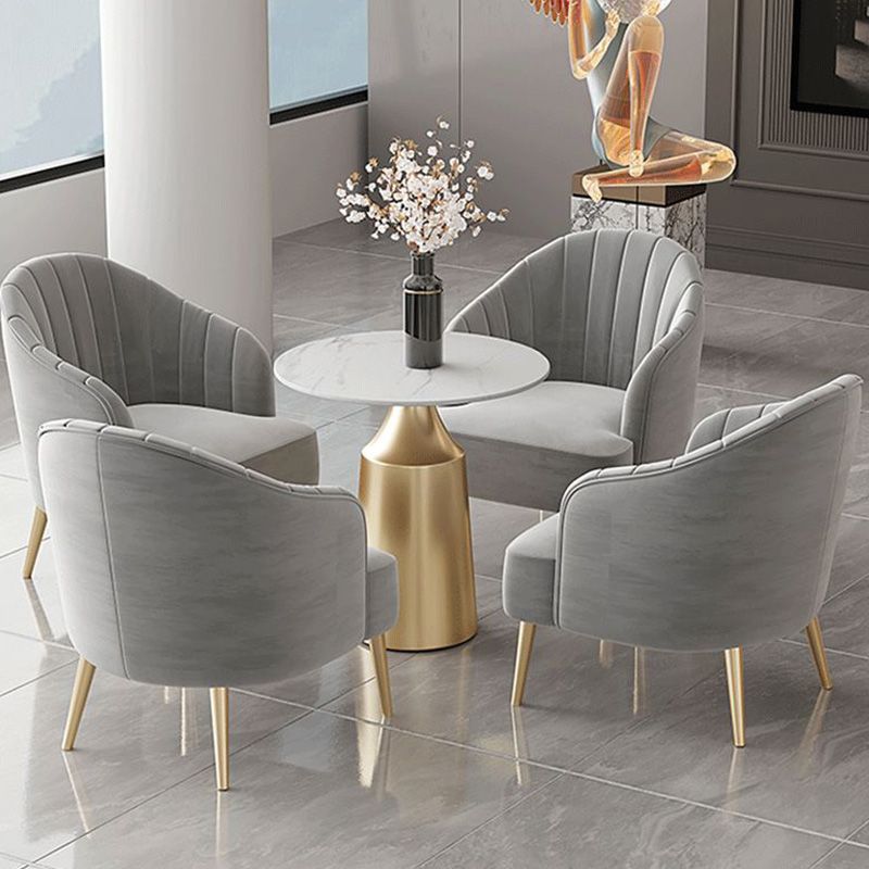 Modern Round Dining Table Glossy White Stone Top Table for Home Clearhalo 'Dining Tables & Seating' 'Dining Tables' 'dining_table' 'furn' 'furn_dining_table' 'Furniture' 'Kitchen & Dining Furniture' 1200x1200_8a4dd44e-2255-4296-ada7-b775f40f0d97