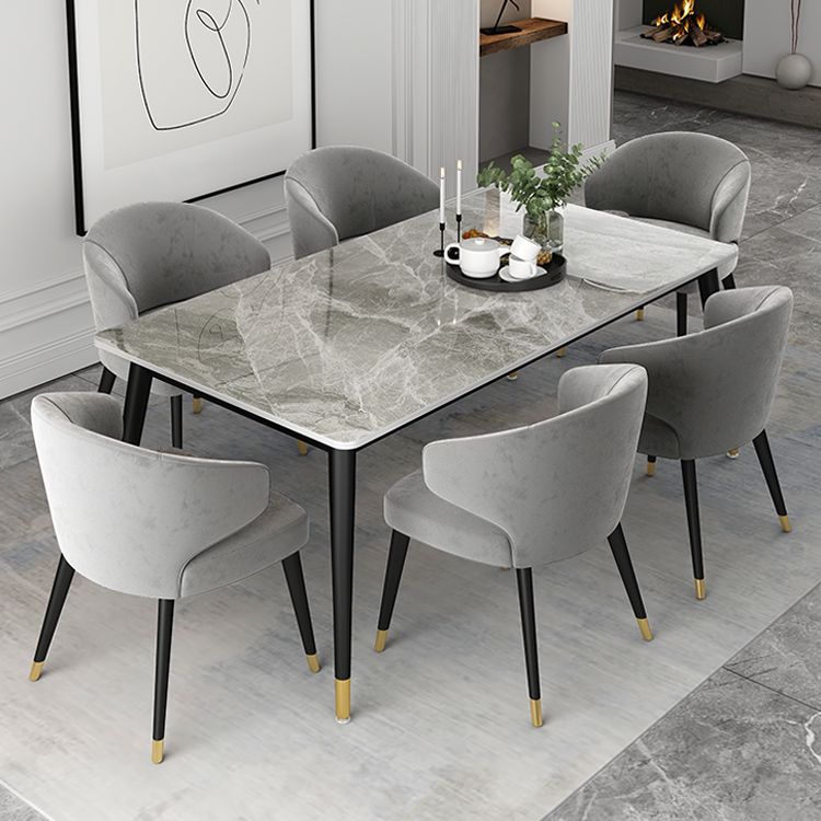 Metal and Stone Table Glam Style Simple Family Rectangular Dining Table Clearhalo 'Dining Tables & Seating' 'Dining Tables' 'dining_table' 'furn' 'furn_dining_table' 'Furniture' 'Kitchen & Dining Furniture' 1200x1200_8a4edba1-c544-45ca-a52f-b34f5ec42150