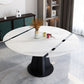 Contemporary Round Dining Table Drop-Leaf Sintered Stone Dining Table with Pedestal Base Clearhalo ' dining_table' 'Dining Tables & Seating' 'Dining Tables' 'furn' 'furn_dining_table' 'Furniture' 'furniture_dining_table' 'Kitchen & Dining Furniture' 'kitchen&dining_furn' 'kitchen' 'kitchen_dining_table' 1200x1200_8a500c8d-2afb-4953-bc54-f07ba849e25c