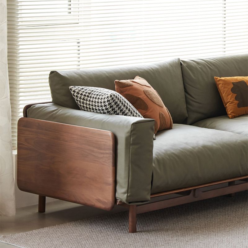 Skandinavische massive Holzleder -Quadratarmofa für Wohnzimmer