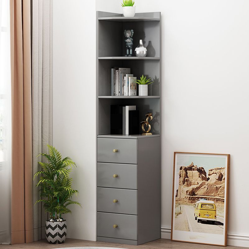 73,23 "Alta cassetta angolare a 4 cassetti, cassa di accento di legno con ripiani