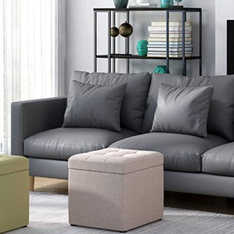 Modern Pouf Ottoman Cotton Upholstered Tufted Solid Color Square Ottoman with Storage Clearhalo 'furn' 'furn_ottomans_poufs' 'Furniture' 'Living Room Furniture' 'Ottomans & Poufs' 'ottomans_poufs' 1200x1200_8a55d677-0c9a-4b0e-94eb-9e86a423b343