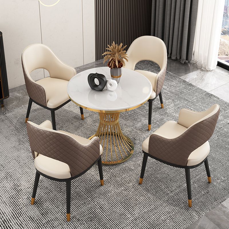 Ensemble Glam Dinette pour la cuisine 1/2/5 PCS Table de table à manger blanc brillant