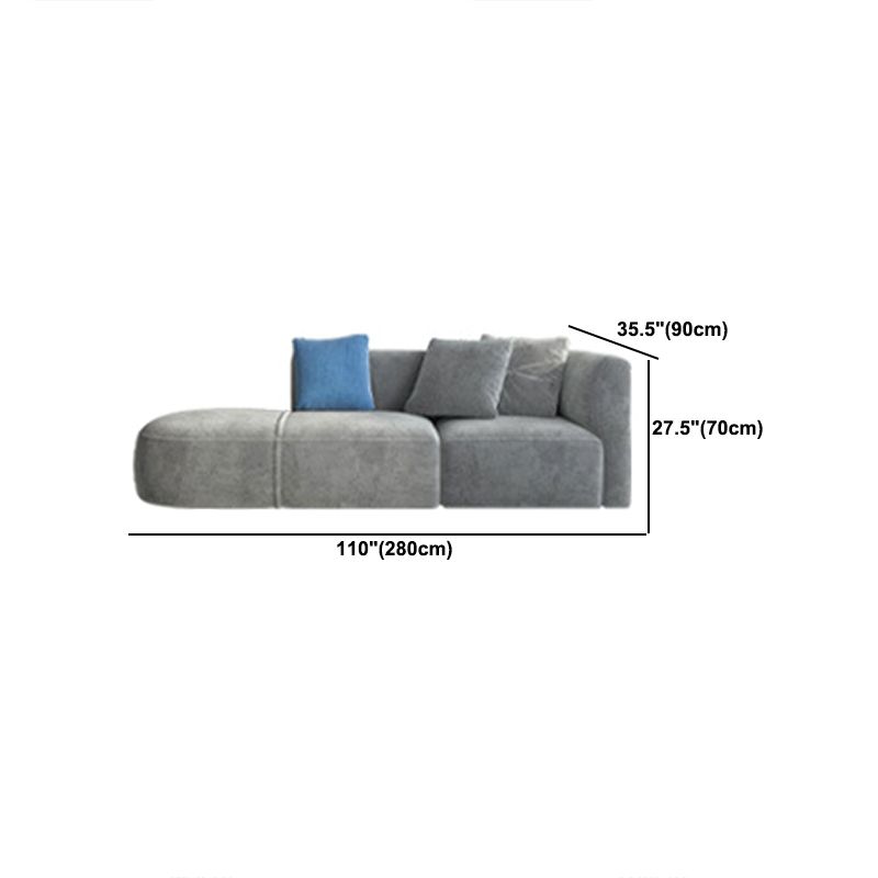 Canapé en velours gris avec chaise 68,9 "d canapé de bras carré avec oreillers