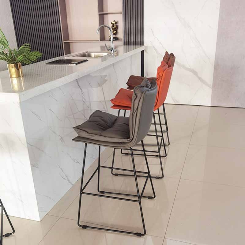 Scandinavian Leather Counter Stools Black Metal Low Back Bar Stools with Footrest Clearhalo 'Bar Furniture' 'Bar Stools' 'bar_stools' 'furn' 'furn_bar_stools' 'furniture_bar_stools' 'Kitchen & Dining Furniture' 'kitchen&dining_furn' 'kitchen' 'kitchen_furn' Furniture' 1200x1200_8a5aa029-f4f0-4920-ae9f-7e01ec2b6cf2