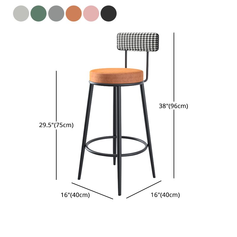 Modern Armless Backrest Counter Stool Iron Household Bar Stool with Cushion and Pedal Clearhalo 'Bar Furniture' 'Bar Stools' 'bar_stools' 'furn' 'furn_bar_stools' 'furniture_bar_stools' 'Kitchen & Dining Furniture' 'kitchen&dining_furn' 'kitchen' 'kitchen_furn' Furniture' 1200x1200_8a61ebaf-9157-4ff9-992d-e85c4a3f5eb3