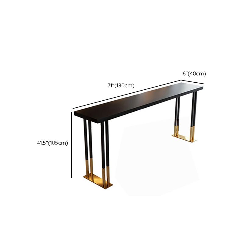 Black Wood Top Bar-height Table with Gold Legs and Metal Base Bar Table