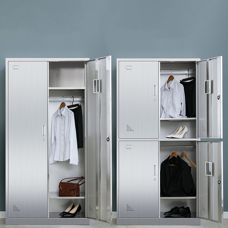 Metal Storage Cabinet for Bathroom Modern Cabinet with Hinged Doors Clearhalo 'Armoires & Wardrobes' 'armoires_wardrobes' 'Bedroom Furniture' 'furn' 'furn_armoires_wardrobes' 'Furniture' 1200x1200_8a640daf-954a-41a9-a0a7-f1f272614e51