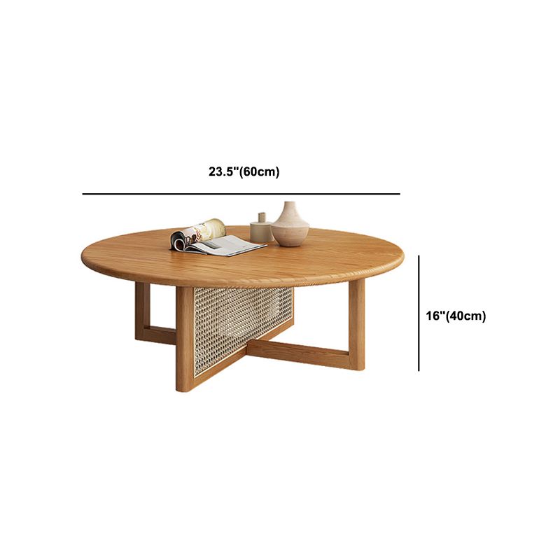 Round Wooden Coffee Table Scandinavian Cross Legs Coffee Table