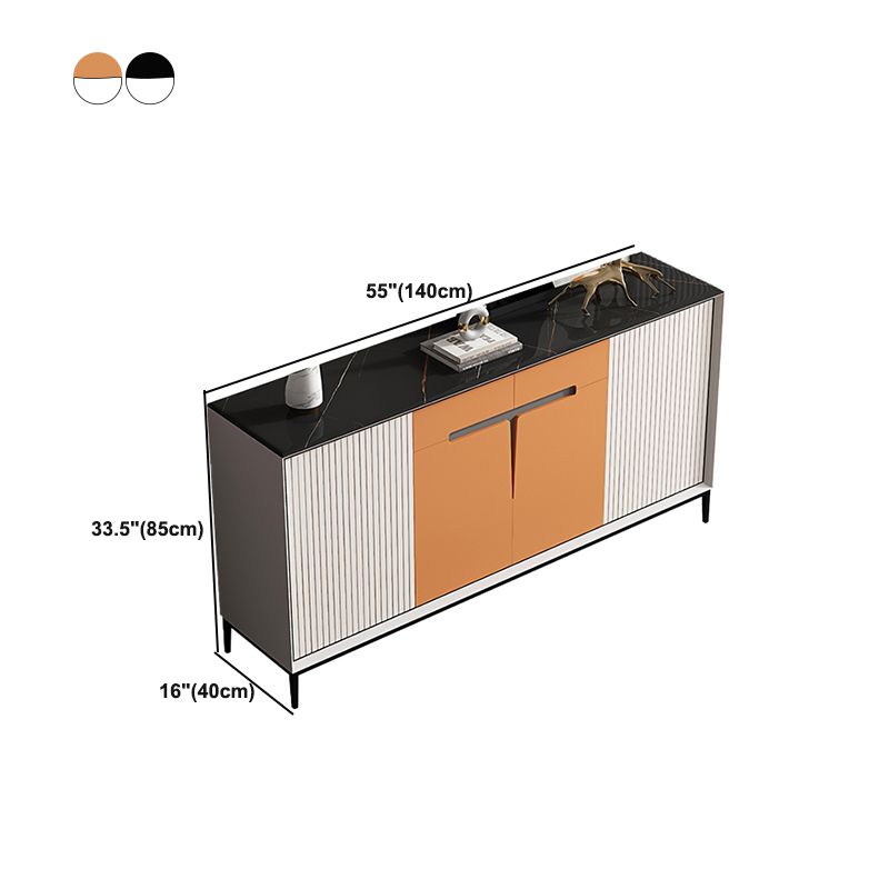 Glam Dining Buffet with Drawers Stone and Wood Sideboard Buffet Clearhalo 'buffet_sideboard' 'Buffets & Sideboards' 'furn' 'furn_buffet_sideboard' 'Furniture' 'Kitchen & Dining Furniture' 1200x1200_8a66bcb0-725f-47f9-b6a5-09acf01a3d07