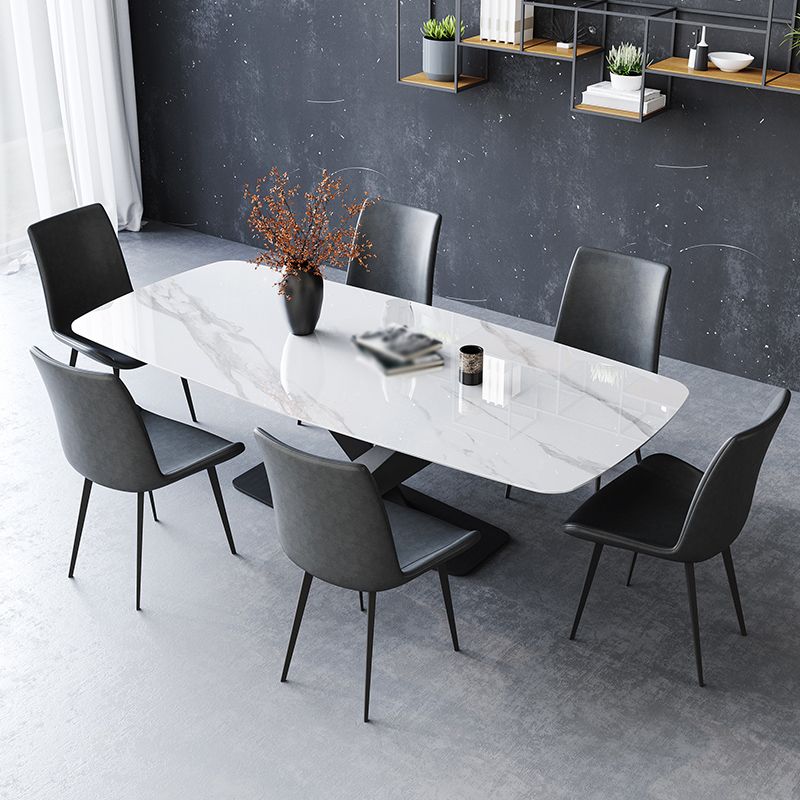 Designer Style 1/5/7 Pieces Dining Set Sintered Stone Dining Table with Leather Chairs Clearhalo 'Dining Room Sets' 'Dining Tables & Seating' 'dining_room_set' 'furn' 'furn_dining_room_set' 'Furniture' 'furniture_dining_room_set' 'Kitchen & Dining Furniture' 'kitchen&dining_furn' 'kitchen' 1200x1200_8a66f4ca-d70a-4d25-a26f-44e8abe052ca