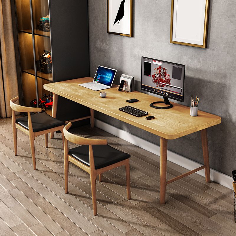 Modern Solid Wood Writing Desk 29.53" Tall Rectangle Office Desk with H-Base Clearhalo 'furn' 'furn_office_desk' 'Furniture' 'Office Desks' 'Office Furniture' 'office_desk' 1200x1200_8a674031-3118-4ee1-9062-f4f8cd4c099b