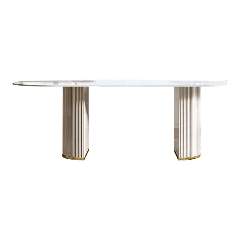 Ensemble de table ovale en pierre frittée de style Glam nordique, ensemble de 1/4/5/7 pièces