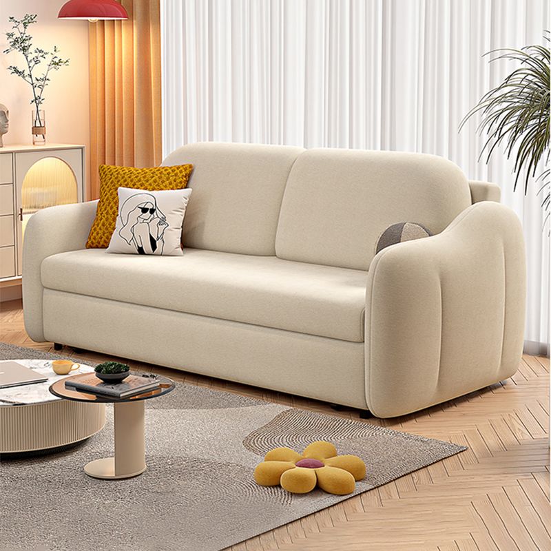 Beige Modern Slipcovered Sofa Bed Sloped Arm Sofa with Storage Clearhalo 'furn' 'furn_sofas' 'Furniture' 'Living Room Furniture' 'Sofa' 'sofas' 1200x1200_8a6938df-b75e-41ef-a803-0c1af9d62333