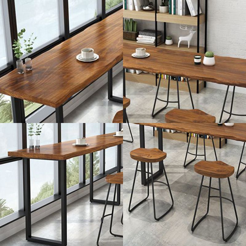 Industrial Bar Height Table Solid Wood Top Bistro Pub Table with Sled Base Clearhalo 'Bar Furniture' 'Bar Tables' 'bar_tables' 'furn' 'furn_bar_tables' 'Furniture' 'Kitchen & Dining Furniture' 1200x1200_8a696c1e-6f9e-4050-849e-686ee76a23c9