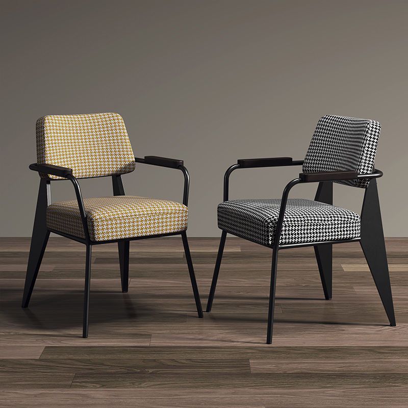 Glam Style Metal Arm Chair Open Back Dining Side Chair with Upholstered (Set of 3) Clearhalo 'Dining Chairs' 'Dining Tables & Seating' 'dining_chair' 'Furniture' 'furniture_dining_chair' 'Kitchen & Dining Furniture' 1200x1200_8a6b6d08-9cc2-4ea3-8481-a78d8123c9e9