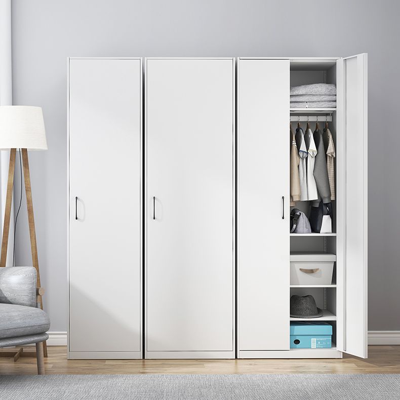 White Contemporary Non-Hanging Armoire Steel Home Cabinet with Door Clearhalo 'Armoires & Wardrobes' 'armoires_wardrobes' 'Bedroom Furniture' 'furn' 'furn_armoires_wardrobes' 'Furniture' 1200x1200_8a6d7cb9-50c9-49e7-a4d4-759be2308d53