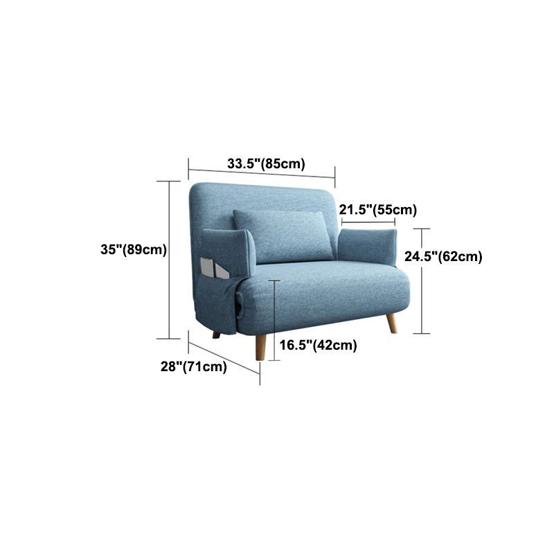 現代のくぼんだアームコットンブレンドとフェイクレザーソファベッド