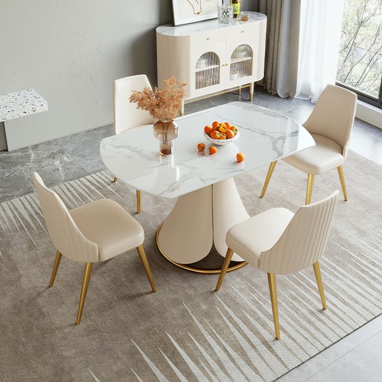 Glam 1/4/5/6/7 Pieces Dining Set Round Stone Dining Table for Dining Room Clearhalo 'Dining Room Sets' 'Dining Tables & Seating' 'dining_room_set' 'furn' 'furn_dining_room_set' 'Furniture' 'furniture_dining_room_set' 'Kitchen & Dining Furniture' 1200x1200_8a6e99c4-be04-44ba-9608-24ff93baa717