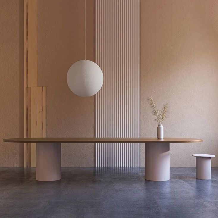 Minimalist Solid Wood Standard Dining Table Oval Kitchen Dining Table with Double Pedestal Base Clearhalo ' dining_table' 'Dining Tables & Seating' 'Dining Tables' 'furn' 'furn_dining_table' 'Furniture' 'furniture_dining_table' 'Kitchen & Dining Furniture' 'kitchen&dining_furn' 'kitchen' 'kitchen_dining_table' 1200x1200_8a70b815-5daf-4018-8641-61a823f6e6a7