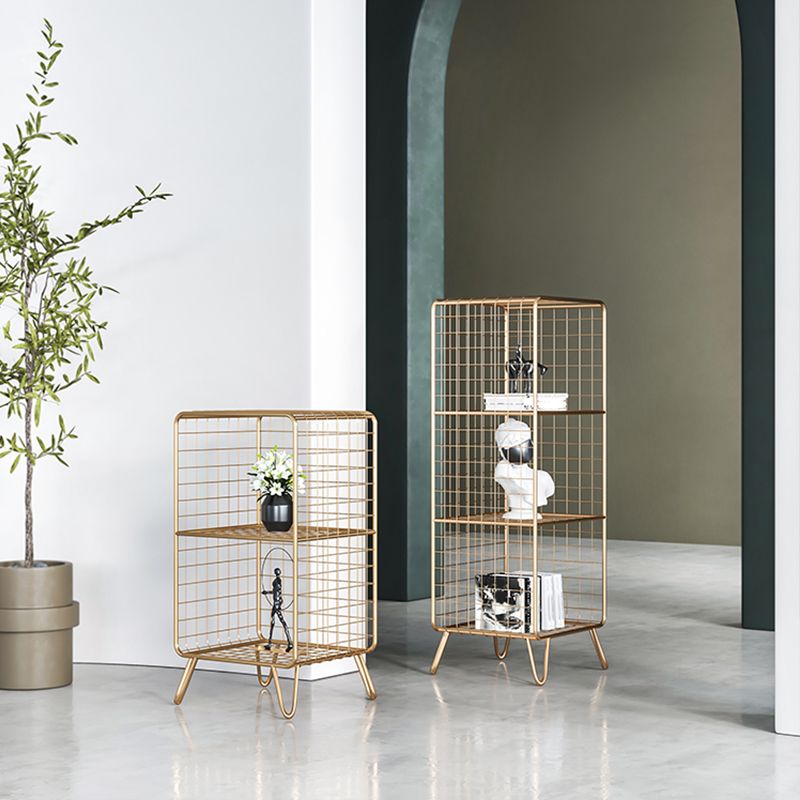 11.81" W Glam Antique Finish Shelf Bookcase Metal Book Shelf with Rectangular Shelves Clearhalo 'Bookcases' 'furn' 'furn_bookcases' 'Furniture' 'Office Furniture' 1200x1200_8a712b53-c508-4046-963b-fb129fe9366c