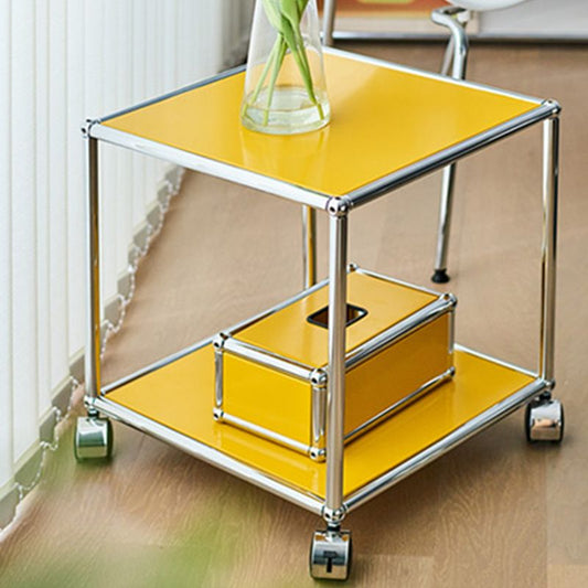 16.5" W Square End Table Modern 1-Shelf Side Table with Casters