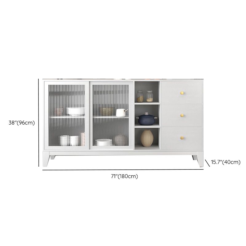 Panneau latéral blanc moderne 15,7 "W Credenza en bois d'ingénierie avec porte en verre