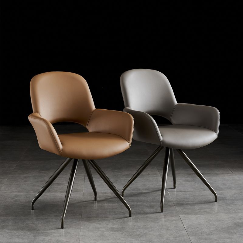 Minimalist Style Leather Dining Chairs Open Back Upholstered Dining Side Chair Clearhalo ' kitchen&dining_furn' 'Dining Chairs' 'Dining Tables & Seating' 'dining_chair' 'furn' 'furn_dining_chair' 'Furniture' 'furniture_dining_chair' 'Kitchen & Dining Furniture' 'kitchen' 1200x1200_8a7602f3-9836-4f73-86a3-7e99d052d0ef