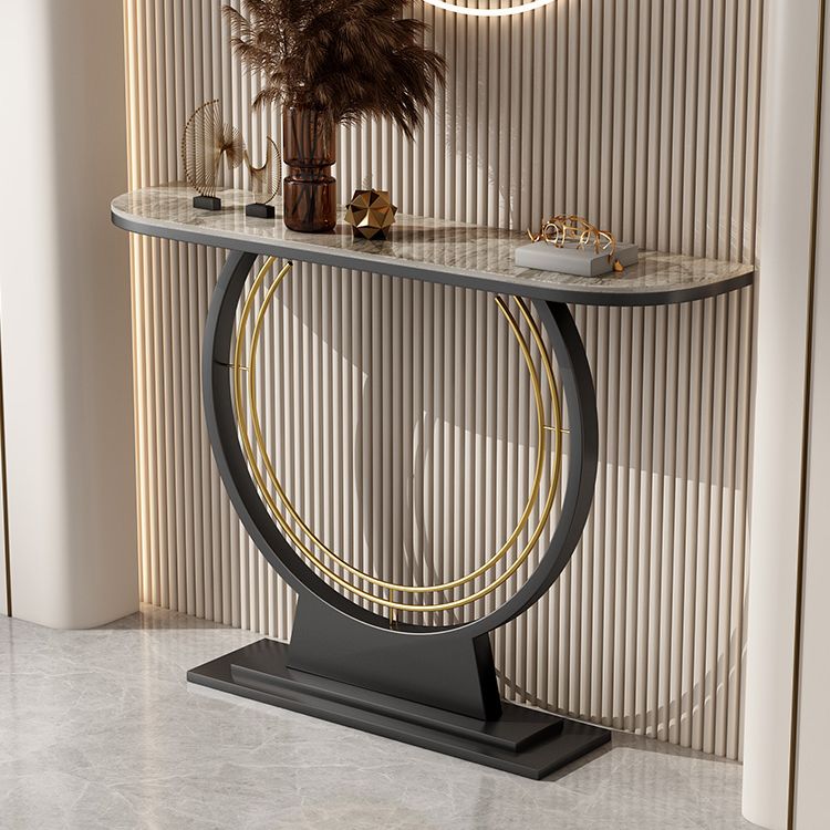 Stone Half Moon Accent Tabla 11.81 "W Mesa de consola de 1 estante para Hall