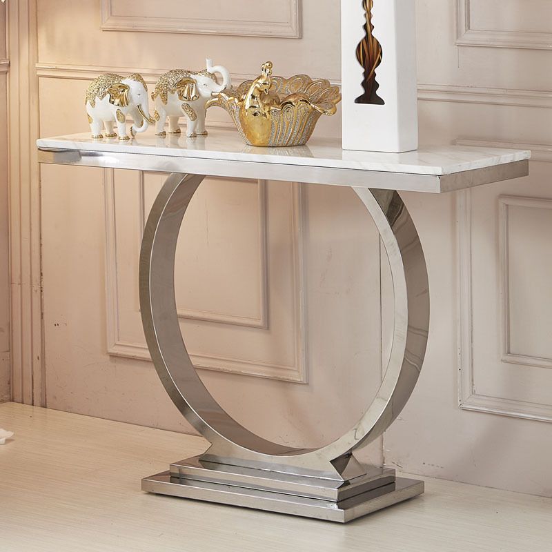 Tabella della console in marmo da 16 "W Tavolo accento resistente alle macchie glam per Hall
