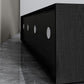 Consola de TV contemporánea negra Consola multimedia de madera sintética con puertas