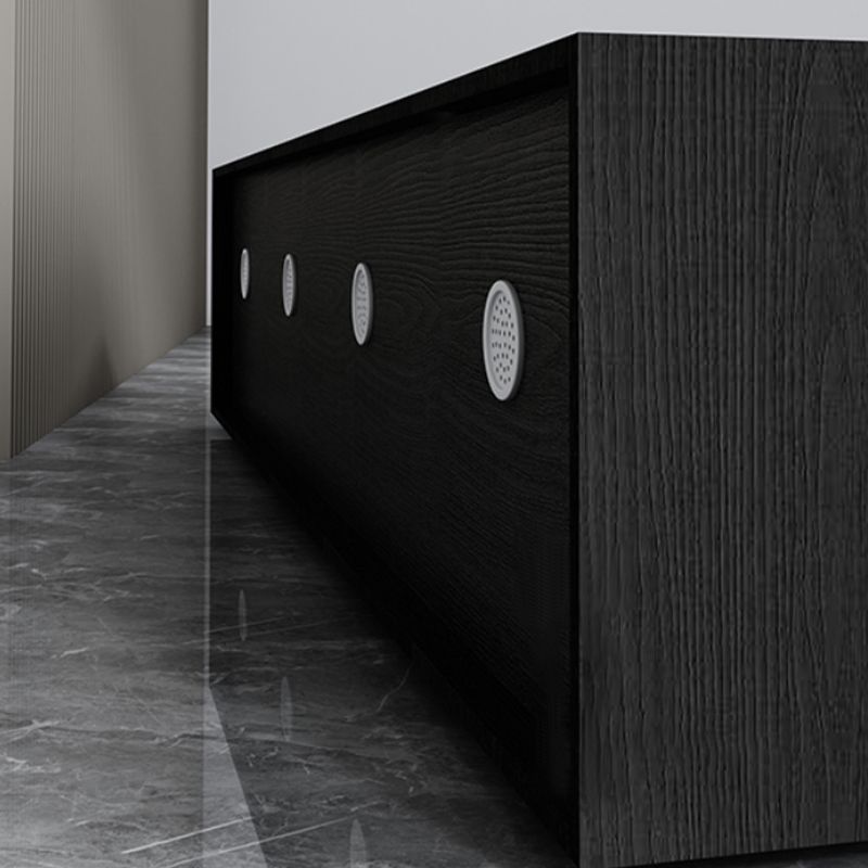 Consola de TV contemporánea negra Consola multimedia de madera sintética con puertas