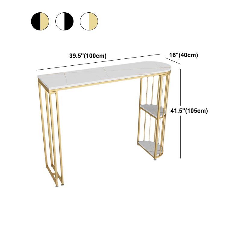 Table de bar de style glamper en pierre de salle à manger table bistrot avec grille de rangement