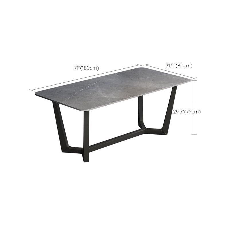 Industrial Dining Rectangle Table Sintered Stone Table with Metal Legs for Kitchen