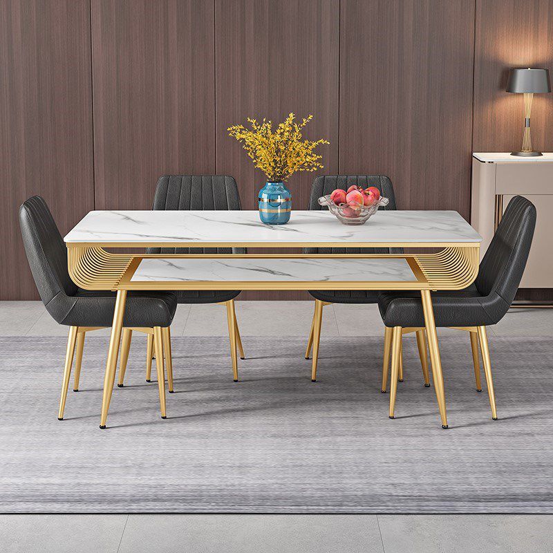 Metal and Slate Table Modern Minimalist Storage Rectangular Dining Table Clearhalo 'Dining Tables & Seating' 'Dining Tables' 'dining_table' 'furn' 'furn_dining_table' 'Furniture' 'Kitchen & Dining Furniture' 1200x1200_8a7a277b-3f8d-4371-9ea5-a9bfce61ad85
