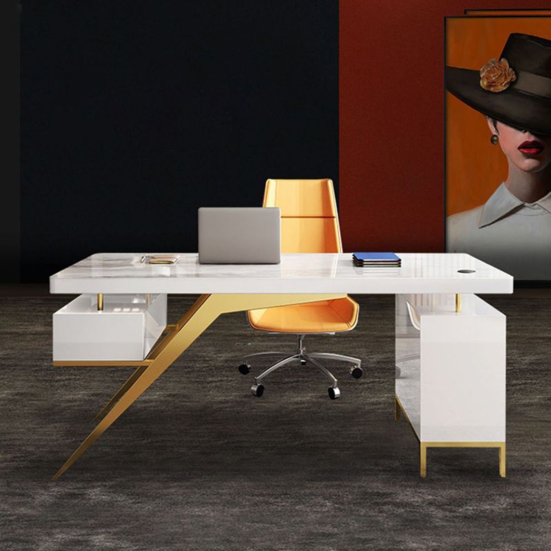 Escritorio contemporáneo para la oficina 28 "w x 30" H escritorio rectangular en blanco