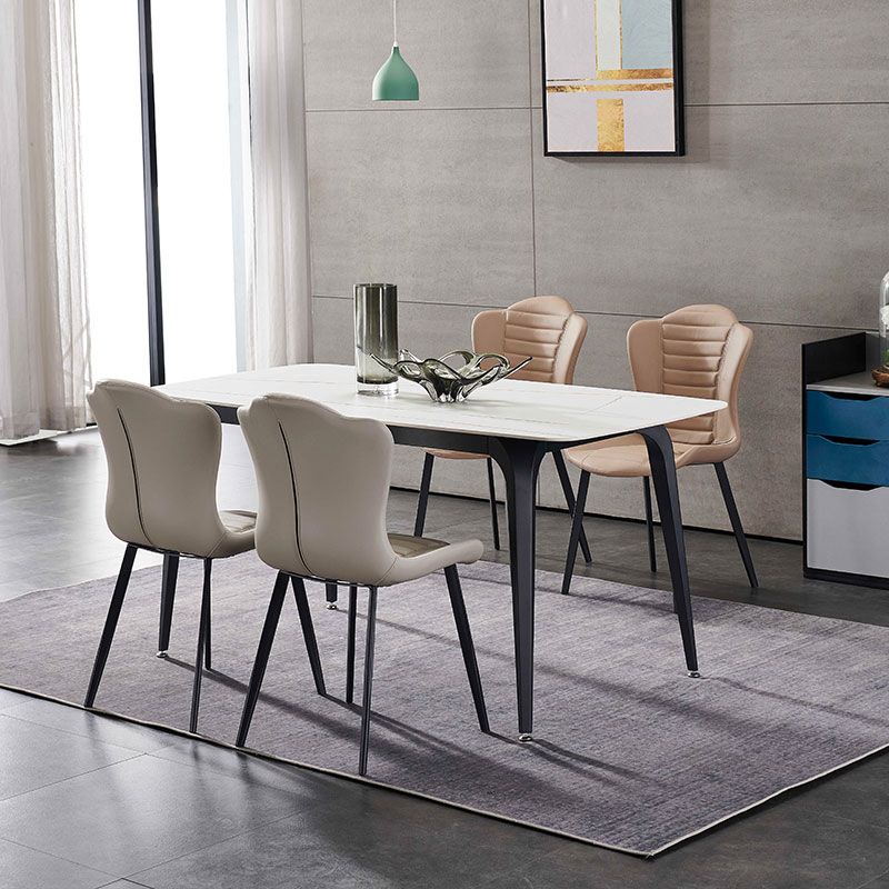 Designer 1/4/5/7 pezzi Set da tavolo da pranzo set di dinette top in pietra bianca
