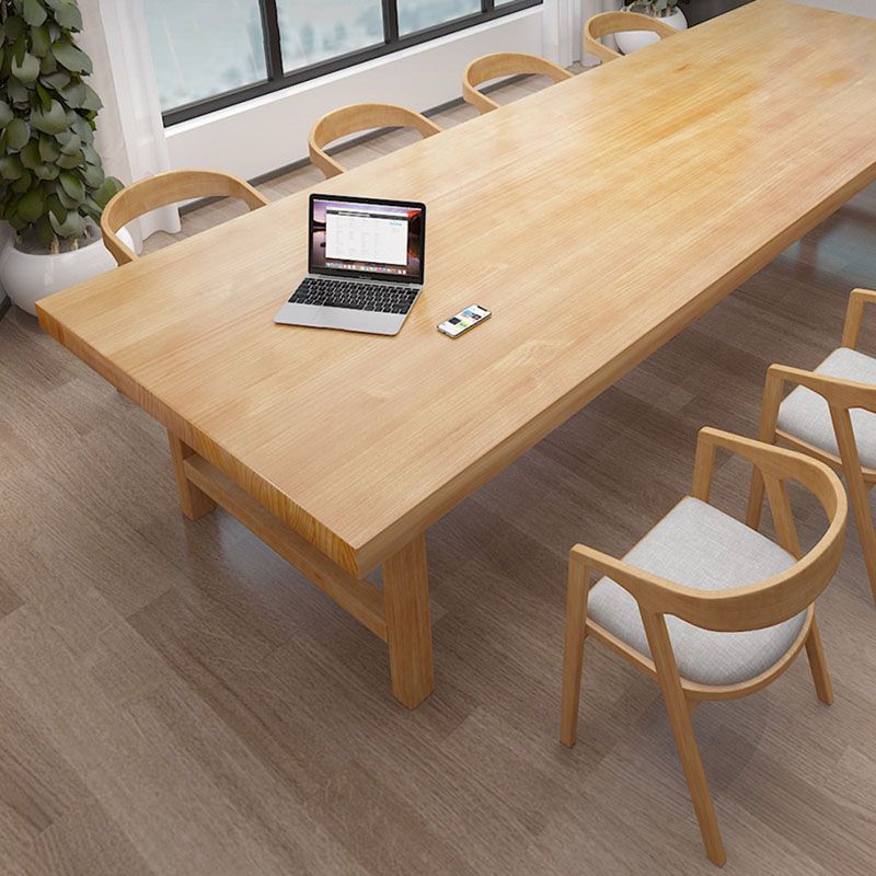 Pine Wood Top Dining Table Traditional Luxury Table with Solid Wood Sled Base Clearhalo 'Dining Tables & Seating' 'Dining Tables' 'dining_table' 'furn' 'furn_dining_table' 'Furniture' 'furniture_dining_table' 'Kitchen & Dining Furniture' 'kitchen' 'kitchen_dining_table' 1200x1200_8a7b4756-ca45-4990-8d1a-0b99da0077b2