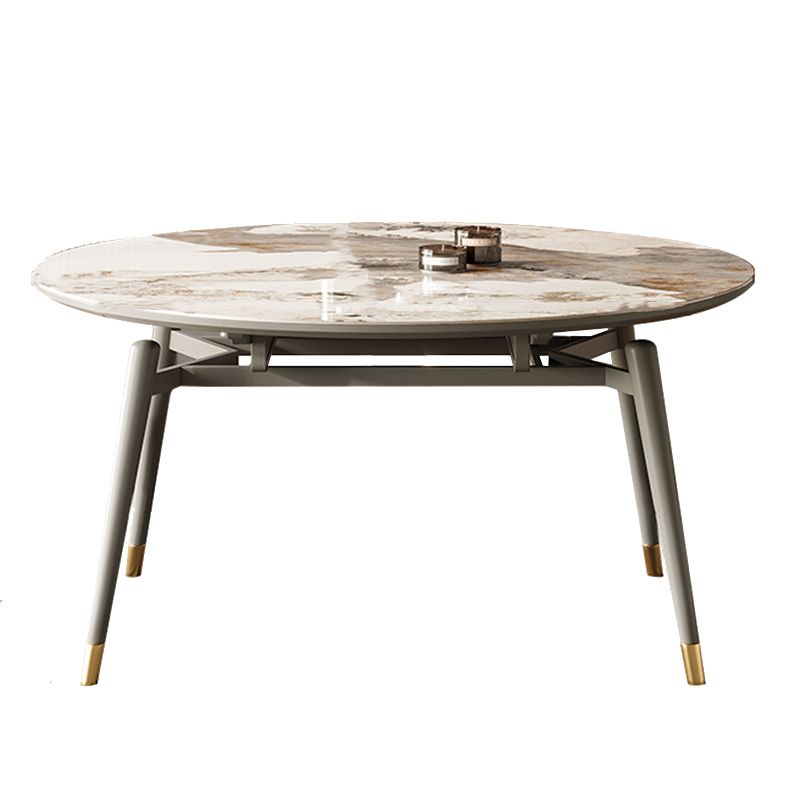 Extendable Sintered Stone Dining Table with Upholstered Chairs Set for Kitchen