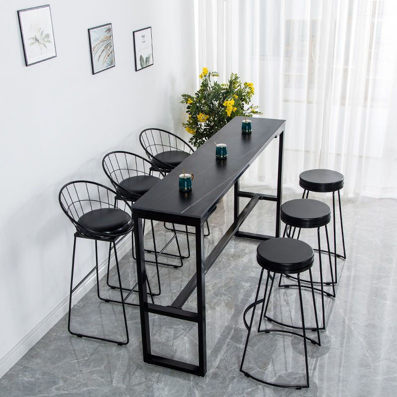 Nordic Rectangle Bar Table 42-inch Height Iron Pedestal Bistro Table Clearhalo 'Bar Furniture' 'Bar Tables' 'bar_tables' 'furn' 'furn_bar_tables' 'Furniture' 'furniture_bar_tables' 'Kitchen & Dining Furniture' 1200x1200_8a7f1070-5e14-4d04-8088-cdcb795f2894