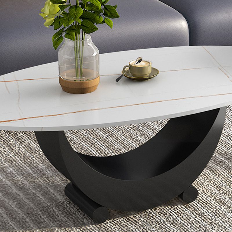 Abstract Base Design Oval/round Slate Table with Metal Base Coffee Table Clearhalo 'Coffee & Accent Tables' 'Coffee Tables' 'coffee_tables' 'furn' 'furn_coffee_tables' 'Furniture' 'Living Room Furniture' 1200x1200_8a83f65f-6ac3-4815-85a4-bd9c092f5b98
