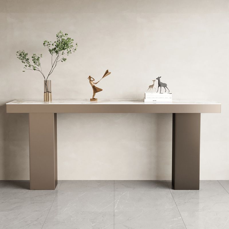 Stone Bar Dining Table Modern Rectangle Bar Table with Double Pedestal for Porch Clearhalo 'Bar Furniture' 'Bar Tables' 'bar_tables' 'furn' 'furn_bar_tables' 'Furniture' 'furniture_bar_tables' 'Kitchen & Dining Furniture' 1200x1200_8a84097b-e9fc-4a5b-bfe9-f9126723a82a