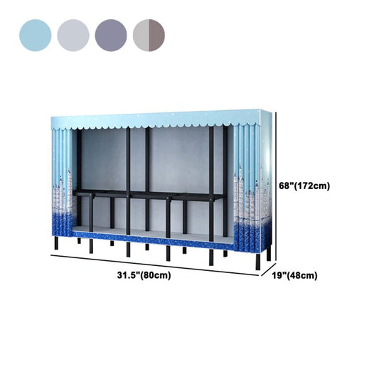 Contemporary Style Folding Wardrobe Armoire Steel Frame Wardrobe Cabinet for Home