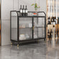 Sideboard moderna con server da pranzo in metallo a 2 porte di vetro con 4 gambe