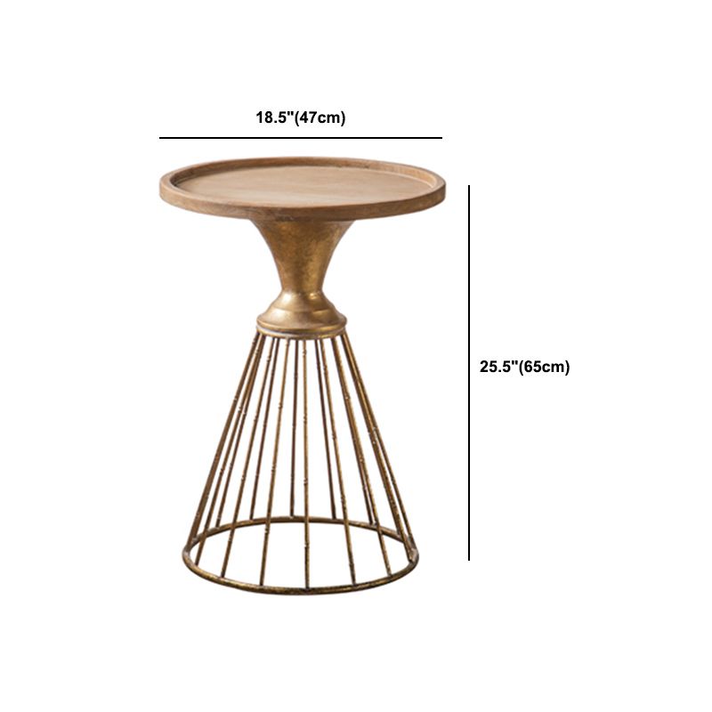 French Country Frame End Table Antique Brass Solid Wood Side Table